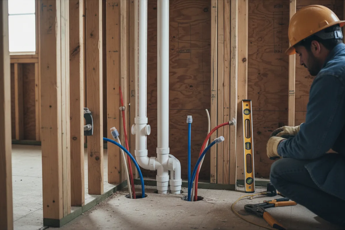 Drain and supply rough-in during Drain Cleaning in Micro