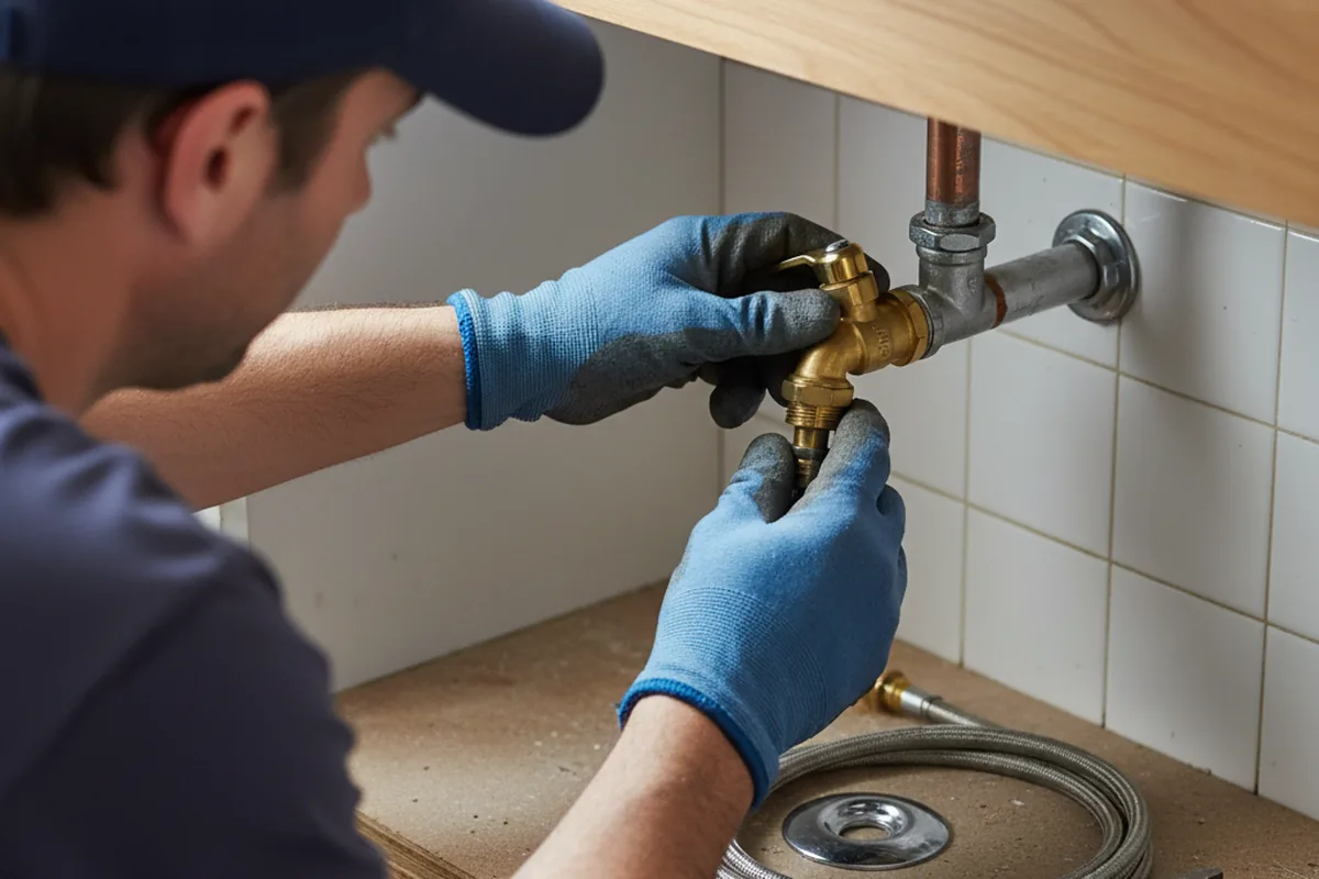 Shutoff valve and fitting work during Faucet and Fixture Repair in Micro